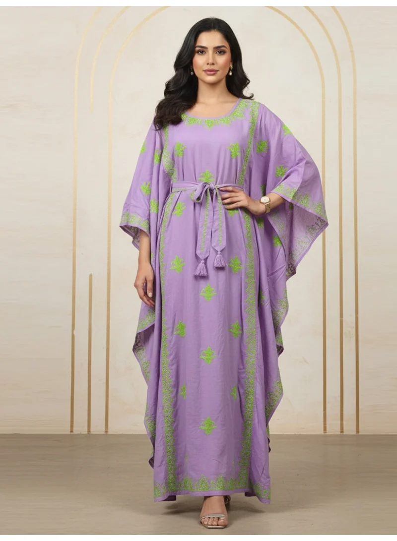 Alaya Hand Embroidered Chikankari Modal Kaftan-AL3604